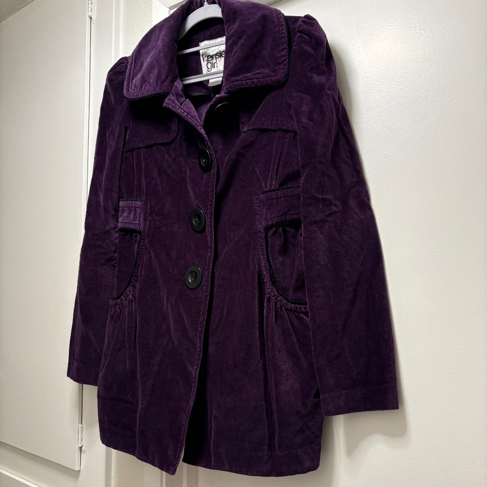 Kensie Girl purple velvet coat - size XS